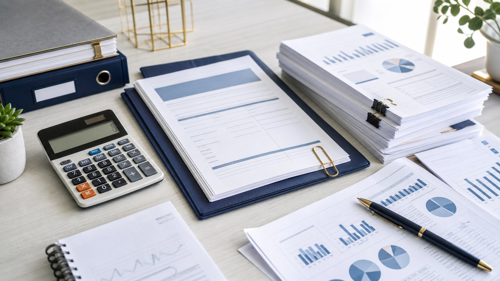 Business professionals reviewing funding and financial documents